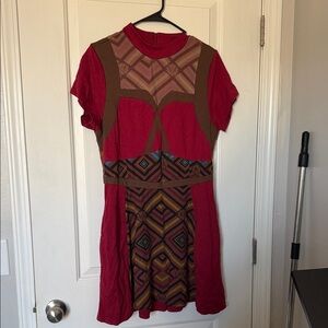 Her Universe Red and Brown Geometric Mini Dress